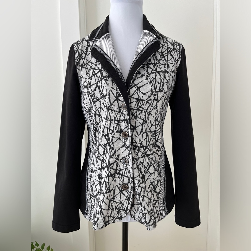 DOLCEZZA Unstructured Blazer Jersey Material Abstract Splatter Contemporary